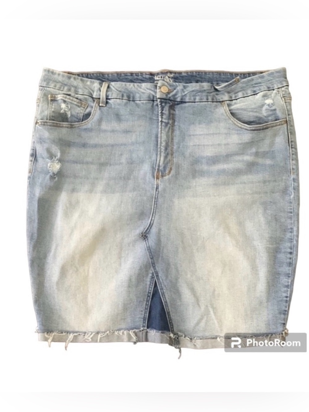 DENIM SKIRT DISTRESSED UPCYLED
